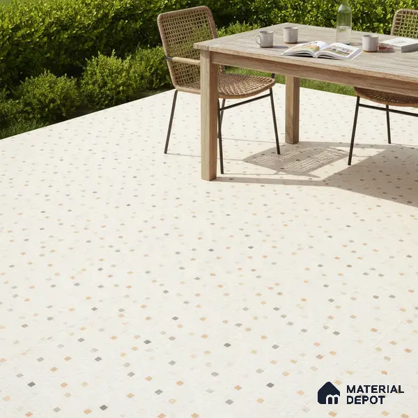 Parking Floor Tile TL 07565 Ivory Whisper | 16 x 16 inch | Anti Skid Matte Finish Heavy Duty Vitrified Tile - 12 mm | Suitable For High Traffic Areas, Terrace, Balcony | Pattern Alignment May Vary | 2-3 mm Spacer is Mandatory