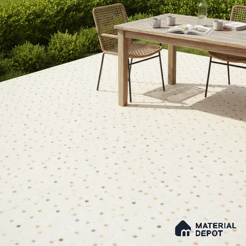 Parking Floor Tile TL 07565 Ivory Whisper | 16 x 16 inch | Anti Skid Matte Finish Heavy Duty Vitrified Tile - 12 mm | Suitable For High Traffic Areas, Terrace, Balcony | Pattern Alignment May Vary | 2-3 mm Spacer is Mandatory