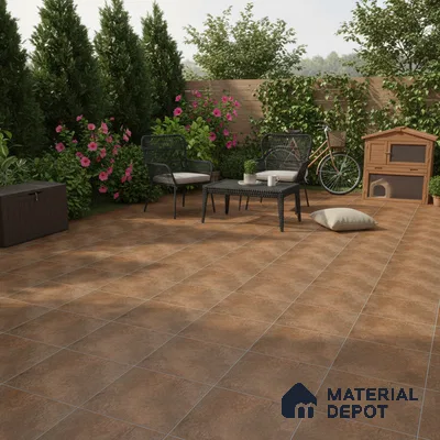 Parking Floor Tile TL 07566 Bronzed Earth | 16 x 16 inch | Anti Skid Matte Finish Heavy Duty Vitrified Tile - 12 mm | Suitable For High Traffic Areas, Bathroom, Balcony | Pattern Alignment May Vary | 2-3 mm Spacer is Mandatory