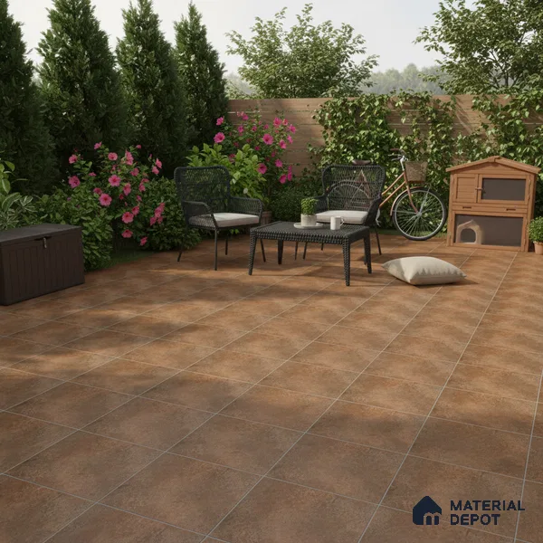 Parking Floor Tile TL 07566 Bronzed Earth | 16 x 16 inch | Anti Skid Matte Finish Heavy Duty Vitrified Tile - 12 mm | Suitable For High Traffic Areas, Bathroom, Balcony | Pattern Alignment May Vary | 2-3 mm Spacer is Mandatory