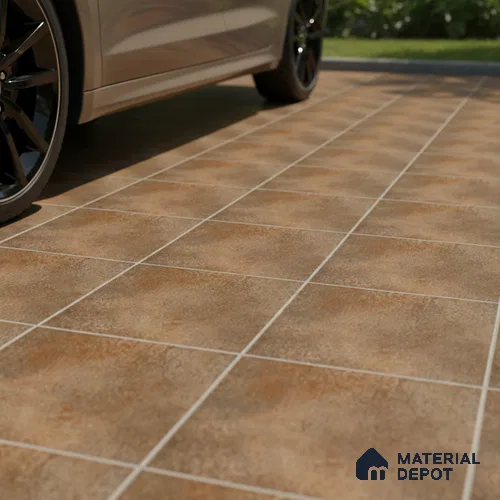 Parking Floor Tile TL 07566 Bronzed Earth | 16 x 16 inch | Anti Skid Matte Finish Heavy Duty Vitrified Tile - 12 mm | Suitable For High Traffic Areas, Terrace, Balcony | Pattern Alignment May Vary | 2-3 mm Spacer is Mandatory