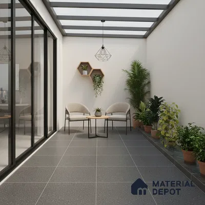 Parking Floor Tile TL 07569 Driftmetal | 16 x 16 inch | Anti Skid Matte Finish Heavy Duty Vitrified Tile - 12 mm | Suitable For High Traffic Areas, Bathroom, Balcony | Pattern Alignment May Vary | 2-3 mm Spacer is Mandatory