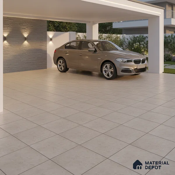 Parking Floor Tile TL 07573 Vanilla Haze | 16 x 16 inch | Anti Slip Matte Finish Heavy Duty Vitrified Tile - 12 mm | Suitable For High Traffic Areas, Terrace, Balcony | Pattern Alignment May Vary | 2-3 mm Spacer is Mandatory