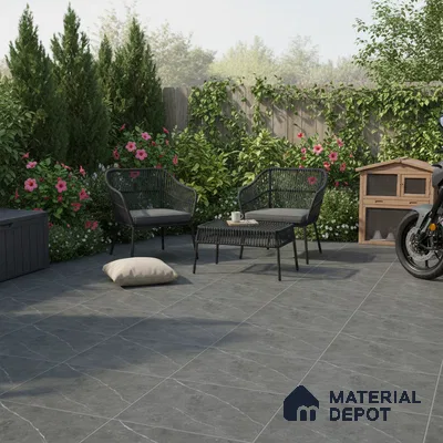 Parking Floor Tile TL 07574 Charcoal Velvet | 16 x 16 inch | Anti Slip Matte Finish Heavy Duty Vitrified Tile - 12 mm | Suitable For High Traffic Areas, Terrace, Balcony | Pattern Alignment May Vary | 2-3 mm Spacer is Mandatory
