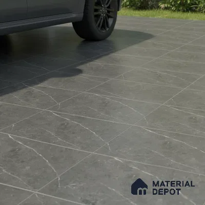 Parking Floor Tile TL 07574 Charcoal Velvet | 16 x 16 inch | Anti Slip Matte Finish Heavy Duty Vitrified Tile - 12 mm | Suitable For High Traffic Areas, Terrace, Balcony | Pattern Alignment May Vary | 2-3 mm Spacer is Mandatory