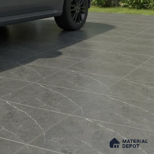 Parking Floor Tile TL 07574 Charcoal Velvet | 16 x 16 inch | Anti Slip Matte Finish Heavy Duty Vitrified Tile - 12 mm | Suitable For High Traffic Areas, Terrace, Balcony | Pattern Alignment May Vary | 2-3 mm Spacer is Mandatory