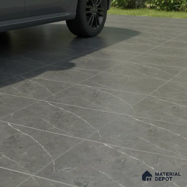 Parking Floor Tile TL 07574 Charcoal Velvet | 16 x 16 inch | Anti Slip Matte Finish Heavy Duty Vitrified Tile - 12 mm | Suitable For High Traffic Areas, Terrace, Balcony | Pattern Alignment May Vary | 2-3 mm Spacer is Mandatory