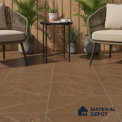 Parking Floor Tile TL 07575 Mosswood Bark | 16 x 16 inch | Anti Slip Matte Finish Heavy Duty Vitrified Tile - 12 mm | Suitable For Parking, Terrace, Balcony | Pattern Alignment May Vary | 2-3 mm Spacer is Mandatory