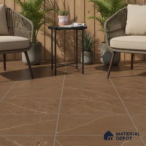 Parking Floor Tile TL 07575 Mosswood Bark | 16 x 16 inch | Anti Slip Matte Finish Heavy Duty Vitrified Tile - 12 mm | Suitable For Parking, Terrace, Balcony | Pattern Alignment May Vary | 2-3 mm Spacer is Mandatory