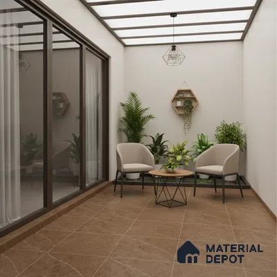 Parking Floor Tile TL 07575 Mosswood Bark | 16 x 16 inch | Anti Slip Matte Finish Heavy Duty Vitrified Tile - 12 mm | Suitable For Parking, Terrace, Balcony | Pattern Alignment May Vary | 2-3 mm Spacer is Mandatory