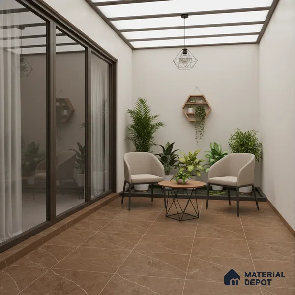 Parking Floor Tile TL 07575 Mosswood Bark | 16 x 16 inch | Anti Slip Matte Finish Heavy Duty Vitrified Tile - 12 mm | Suitable For Parking, Terrace, Balcony | Pattern Alignment May Vary | 2-3 mm Spacer is Mandatory