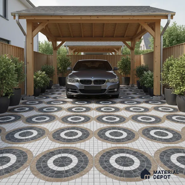 Parking Floor Tile TL 07578 Espresso Veil | 16 x 16 inch | Anti Slip Matte Finish Heavy Duty Vitrified Tile - 12 mm | Suitable For High Traffic Areas, Terrace, Balcony | Pattern Alignment May Vary | 2-3 mm Spacer is Mandatory
