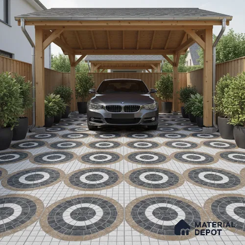 Parking Floor Tile TL 07578 Espresso Veil | 16 x 16 inch | Anti Slip Matte Finish Heavy Duty Vitrified Tile - 12 mm | Suitable For High Traffic Areas, Terrace, Balcony | Pattern Alignment May Vary | 2-3 mm Spacer is Mandatory