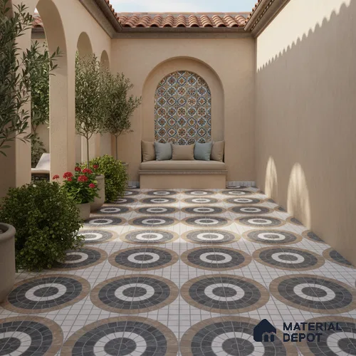 Parking Floor Tile TL 07578 Espresso Veil | 16 x 16 inch | Anti Slip Matte Finish Heavy Duty Vitrified Tile - 12 mm | Suitable For High Traffic Areas, Terrace, Balcony | Pattern Alignment May Vary | 2-3 mm Spacer is Mandatory