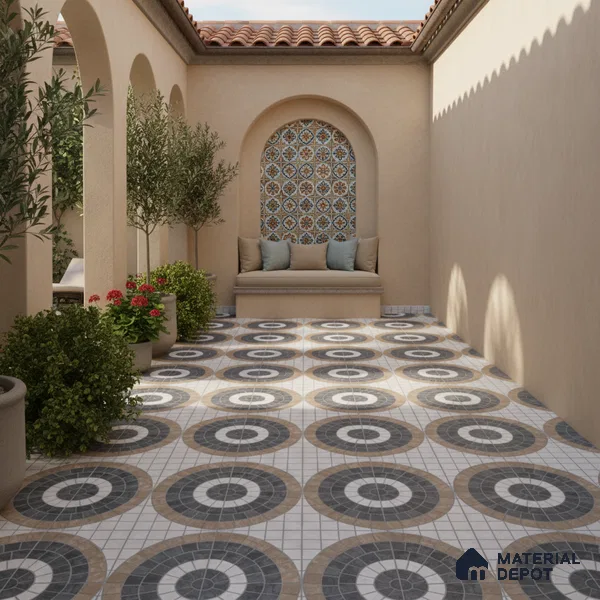 Parking Floor Tile TL 07578 Espresso Veil | 16 x 16 inch | Anti Slip Matte Finish Heavy Duty Vitrified Tile - 12 mm | Suitable For High Traffic Areas, Terrace, Balcony | Pattern Alignment May Vary | 2-3 mm Spacer is Mandatory