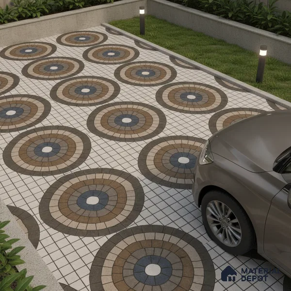 Parking Floor Tile TL 07579 Umber Echo | 16 x 16 inch | Anti Slip Matte Finish Heavy Duty Vitrified Tile - 12 mm | Suitable For High Traffic Areas, Terrace, Balcony | Pattern Alignment May Vary | 2-3 mm Spacer is Mandatory
