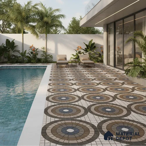 Parking Floor Tile TL 07579 Umber Echo | 16 x 16 inch | Anti Slip Matte Finish Heavy Duty Vitrified Tile - 12 mm | Suitable For High Traffic Areas, Terrace, Balcony | Pattern Alignment May Vary | 2-3 mm Spacer is Mandatory