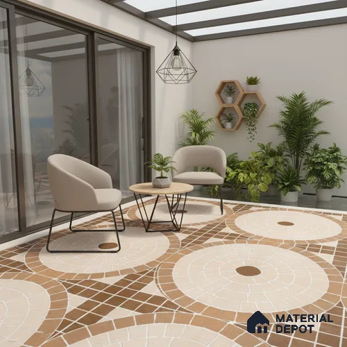 Parking Floor Tile TL 07580 Desert Linen | 16 x 16 inch | Anti Slip Matte Finish Heavy Duty Vitrified Tile - 12 mm | Suitable For High Traffic Areas, Terrace, Balcony | Pattern Alignment May Vary | 2-3 mm Spacer is Mandatory