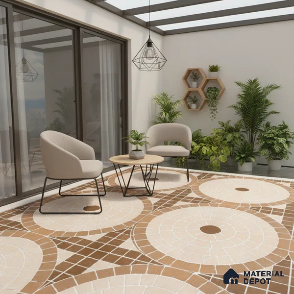 Parking Floor Tile TL 07580 Desert Linen | 16 x 16 inch | Anti Slip Matte Finish Heavy Duty Vitrified Tile - 12 mm | Suitable For High Traffic Areas, Terrace, Balcony | Pattern Alignment May Vary | 2-3 mm Spacer is Mandatory