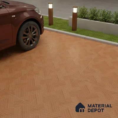 Parking Floor Tile TL 07581 Toffee Stone | 16 x 16 inch | Anti Slip Matte Finish Heavy Duty Vitrified Tile - 12 mm | Suitable For High Traffic Areas, Terrace, Balcony | Pattern Alignment May Vary | 2-3 mm Spacer is Mandatory