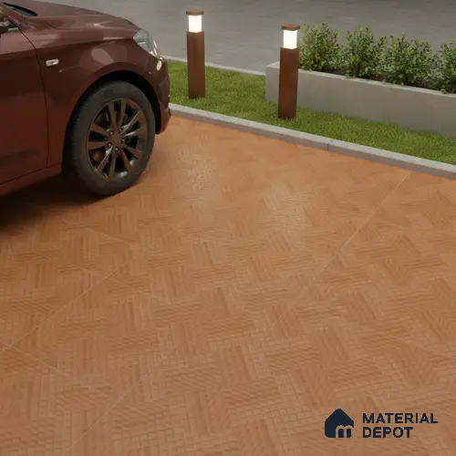 Parking Floor Tile TL 07581 Toffee Stone | 16 x 16 inch | Anti Slip Matte Finish Heavy Duty Vitrified Tile - 12 mm | Suitable For High Traffic Areas, Terrace, Balcony | Pattern Alignment May Vary | 2-3 mm Spacer is Mandatory