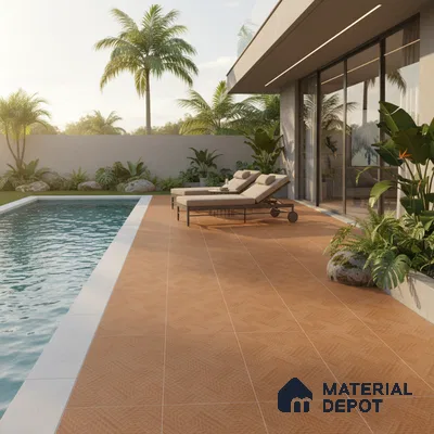 Parking Floor Tile TL 07581 Toffee Stone | 16 x 16 inch | Anti Slip Matte Finish Heavy Duty Vitrified Tile - 12 mm | Suitable For High Traffic Areas, Terrace, Balcony | Pattern Alignment May Vary | 2-3 mm Spacer is Mandatory
