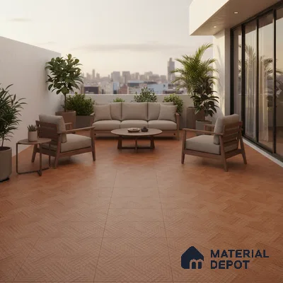 Parking Floor Tile TL 07581 Toffee Stone | 16 x 16 inch | Anti Slip Matte Finish Heavy Duty Vitrified Tile - 12 mm | Suitable For High Traffic Areas, Terrace, Balcony | Pattern Alignment May Vary | 2-3 mm Spacer is Mandatory