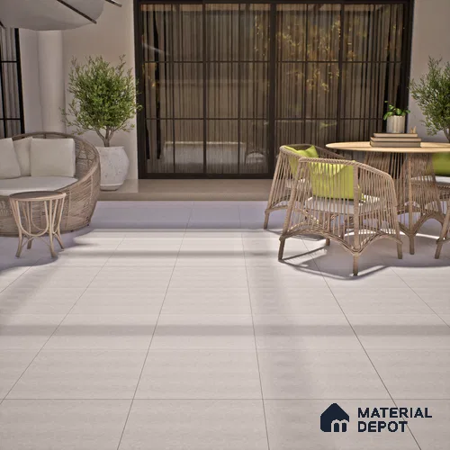 Stone Floor Tile TL 07582 D Rock Infinity Bianco 2 ft x 2 ft Matte Finish Anti Skid Vitrified Tile - 12 mm | Suitable for Balcony, Terrace & Coutyard