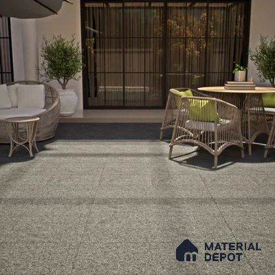 Stone Floor Tile TL 07582 Rock Infinity Black 2 ft x 2 ft Matte Finish Anti Skid Vitrified Tile - 12 mm  | Suitable for Balcony, Terrace & Coutyard