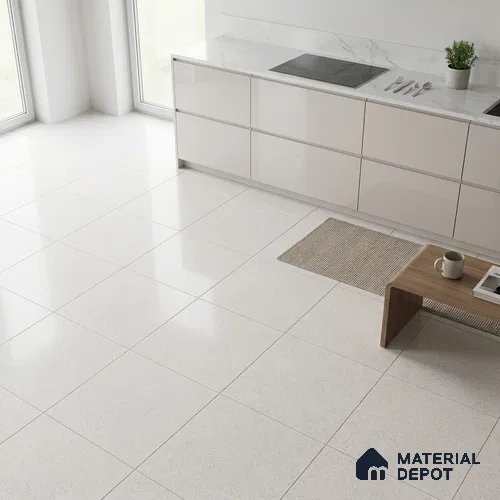 Stone Floor Tile TL 07583 C Fine Stone Bianco 2 ft x 2 ft Matte Finish Vitrified Tile - 9 mm | Suitable For Bathroom, Terrace & Balcony