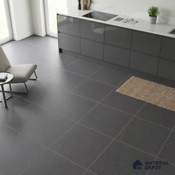 Stone Floor Tile TL 07583 D Fine Stone Antracita 2 ft x 2 ft Matte Finish Vitrified Tile - 9 mm  | Suitable For Bathroom, Terrace & Balcony