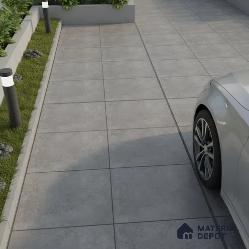 Stone Floor Tile TL 07586 B Basalt Grey 16 x 16 inch Texture Finish Vitrified Tile - 12 mm | Suitable for Parking, Outdoor & Bathroom | Pattern Alignment May Vary | 2-3 mm Spacer is Mandatory