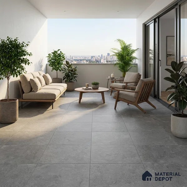 Stone Floor Tile TL 07586 B Basalt Grey 16 x 16 inch Texture Finish Vitrified Tile - 12 mm | Suitable for Parking, Outdoor & Bathroom | Pattern Alignment May Vary | 2-3 mm Spacer is Mandatory (Sample)