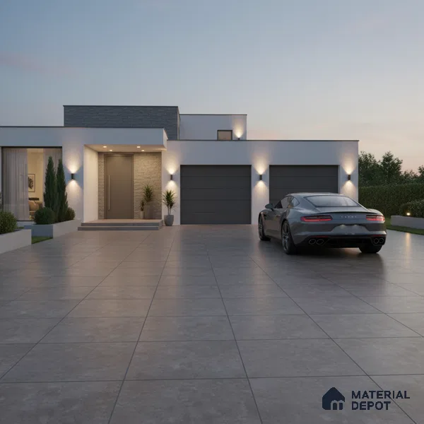 Stone Floor Tile TL 07586 Basalt Grigio 16 x 16 inch Texture Finish Vitrified Tile - 12 mm | Suitable for Parking, Outdoor & Bathroom | Pattern Alignment May Vary | 2-3 mm Spacer is Mandatory (Sample)