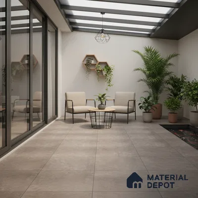 Stone Floor Tile TL 07586 Basalt Grigio 16 x 16 inch Texture Finish Vitrified Tile - 12 mm | Suitable for Parking, Outdoor & Bathroom | Pattern Alignment May Vary | 2-3 mm Spacer is Mandatory (Sample)