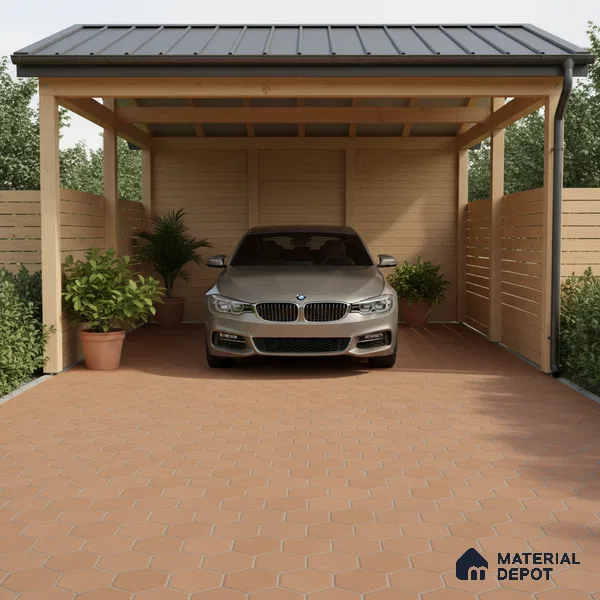 Brown Hexagonal Floor Tile TL 07588 B Hexa Cotto 16 x 16 inch Vitrified Anti Skid Matte Finish Tile - 12 mm | Suitable for Parking, Outdoor, Balcony & Terrace (Sample)