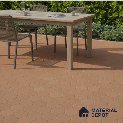 Brown Hexagonal Floor Tile TL 07588 B Hexa Cotto 16 x 16 inch Vitrified Anti Skid Matte Finish Tile - 12 mm | Suitable for Parking, Outdoor, Balcony & Terrace (Sample)