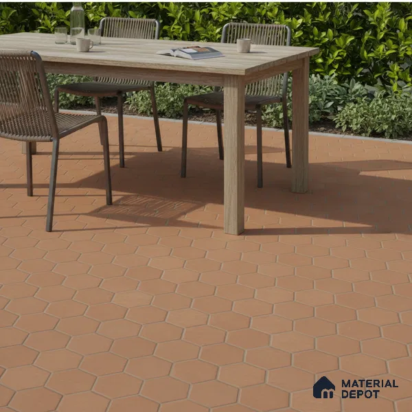 Brown Hexagonal Floor Tile TL 07588 B Hexa Cotto 16 x 16 inch Vitrified Anti Skid Matte Finish Tile - 12 mm | Suitable for Parking, Outdoor, Balcony & Terrace (Sample)