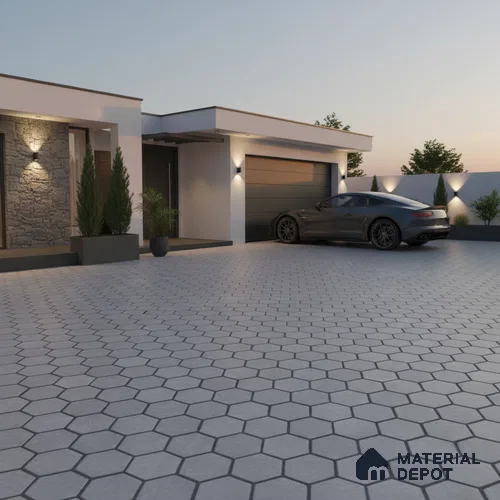 Hexagonal Floor Tile TL 07588 Hexa Gris 16 x 16 inch Texture Finish Vitrified Tile - 12 mm | Suitable for Parking, Outdoor & Bathroom | Pattern Alignment May Vary | 2-3 mm Spacer is Mandatory