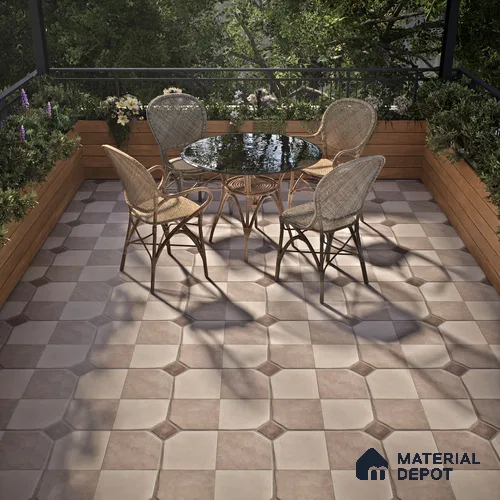 Stone Floor Tile TL 07590 B Soho Almond 16 x 16 inch Texture Finish Vitrified Tile - 12 mm | Suitable for Parking, Outdoor & Bathroom | Pattern Alignment May Vary | 2-3 mm Spacer is Mandatory