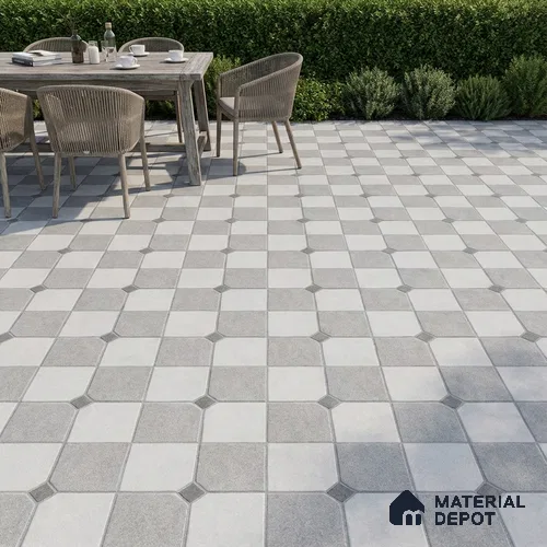 Stone Floor Tile TL 07590 Soho Grey 16 x 16 inch Texture Finish Vitrified Tile - 12 mm | Suitable for Parking, Outdoor & Bathroom | Pattern Alignment May Vary | 2-3 mm Spacer is Mandatory