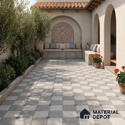 Stone Floor Tile TL 07590 Soho Grey 16 x 16 inch Texture Finish Vitrified Tile - 12 mm | Suitable for Parking, Outdoor & Bathroom | Pattern Alignment May Vary | 2-3 mm Spacer is Mandatory