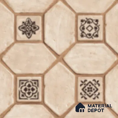 Moroccan Floor Tile TL 07591 B Retro Jasper 16 x 16 inch Texture Finish Vitrified Tile - 12 mm | Suitable for Parking, Outdoor & Bathroom | Pattern Alignment May Vary | 2-3 mm Spacer is Mandatory