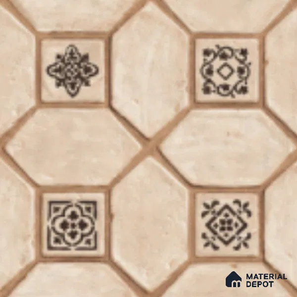 Moroccan Floor Tile TL 07591 B Retro Jasper 16 x 16 inch Texture Finish Vitrified Tile - 12 mm | Suitable for Parking, Outdoor & Bathroom | Pattern Alignment May Vary | 2-3 mm Spacer is Mandatory