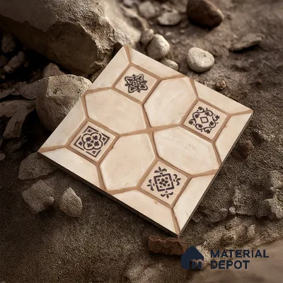 Moroccan Floor Tile TL 07591 B Retro Jasper 16 x 16 inch Texture Finish Vitrified Tile - 12 mm | Suitable for Parking, Outdoor & Bathroom | Pattern Alignment May Vary | 2-3 mm Spacer is Mandatory