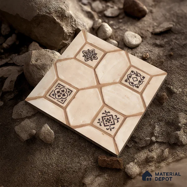 Moroccan Floor Tile TL 07591 B Retro Jasper 16 x 16 inch Texture Finish Vitrified Tile - 12 mm | Suitable for Parking, Outdoor & Bathroom | Pattern Alignment May Vary | 2-3 mm Spacer is Mandatory