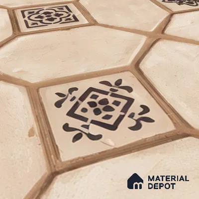 Moroccan Floor Tile TL 07591 B Retro Jasper 16 x 16 inch Texture Finish Vitrified Tile - 12 mm | Suitable for Parking, Outdoor & Bathroom | Pattern Alignment May Vary | 2-3 mm Spacer is Mandatory