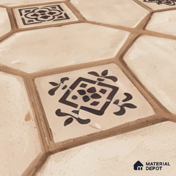 Moroccan Floor Tile TL 07591 B Retro Jasper 16 x 16 inch Texture Finish Vitrified Tile - 12 mm | Suitable for Parking, Outdoor & Bathroom | Pattern Alignment May Vary | 2-3 mm Spacer is Mandatory