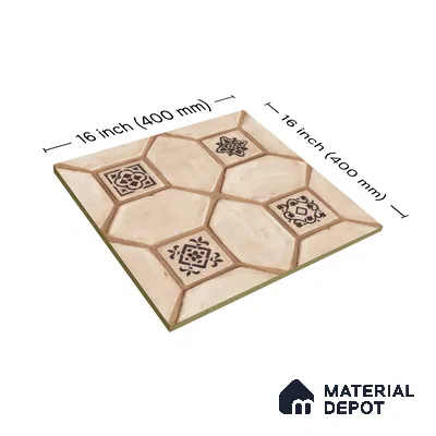 Moroccan Floor Tile TL 07591 B Retro Jasper 16 x 16 inch Texture Finish Vitrified Tile - 12 mm | Suitable for Parking, Outdoor & Bathroom | Pattern Alignment May Vary | 2-3 mm Spacer is Mandatory
