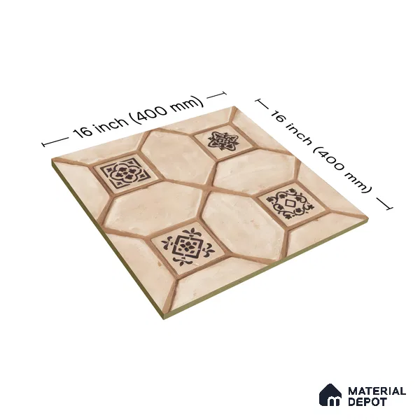 Moroccan Floor Tile TL 07591 B Retro Jasper 16 x 16 inch Texture Finish Vitrified Tile - 12 mm | Suitable for Parking, Outdoor & Bathroom | Pattern Alignment May Vary | 2-3 mm Spacer is Mandatory